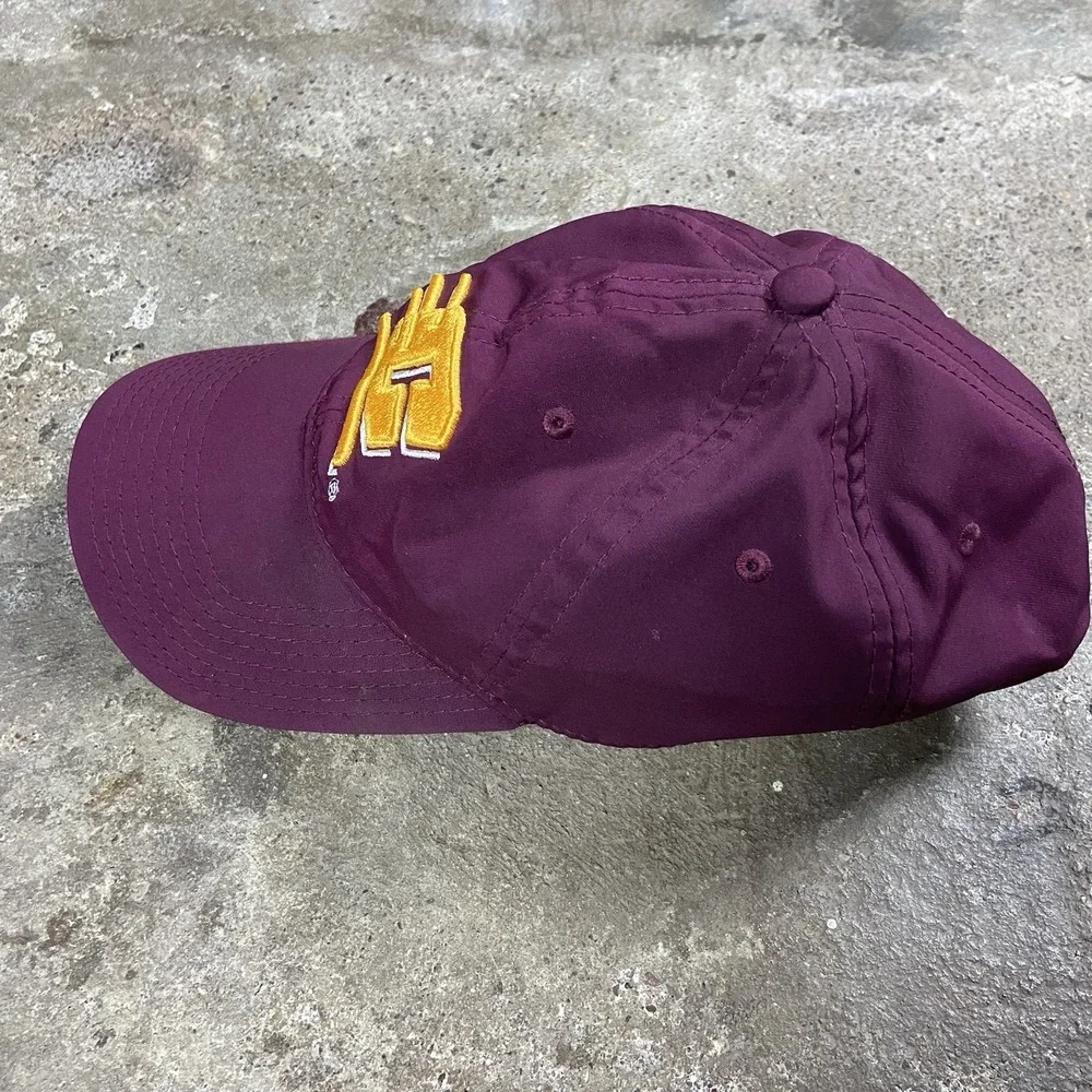 Vintage 90s Central Michigan University Cap Strap Back Adjustable Burgundy NCAA